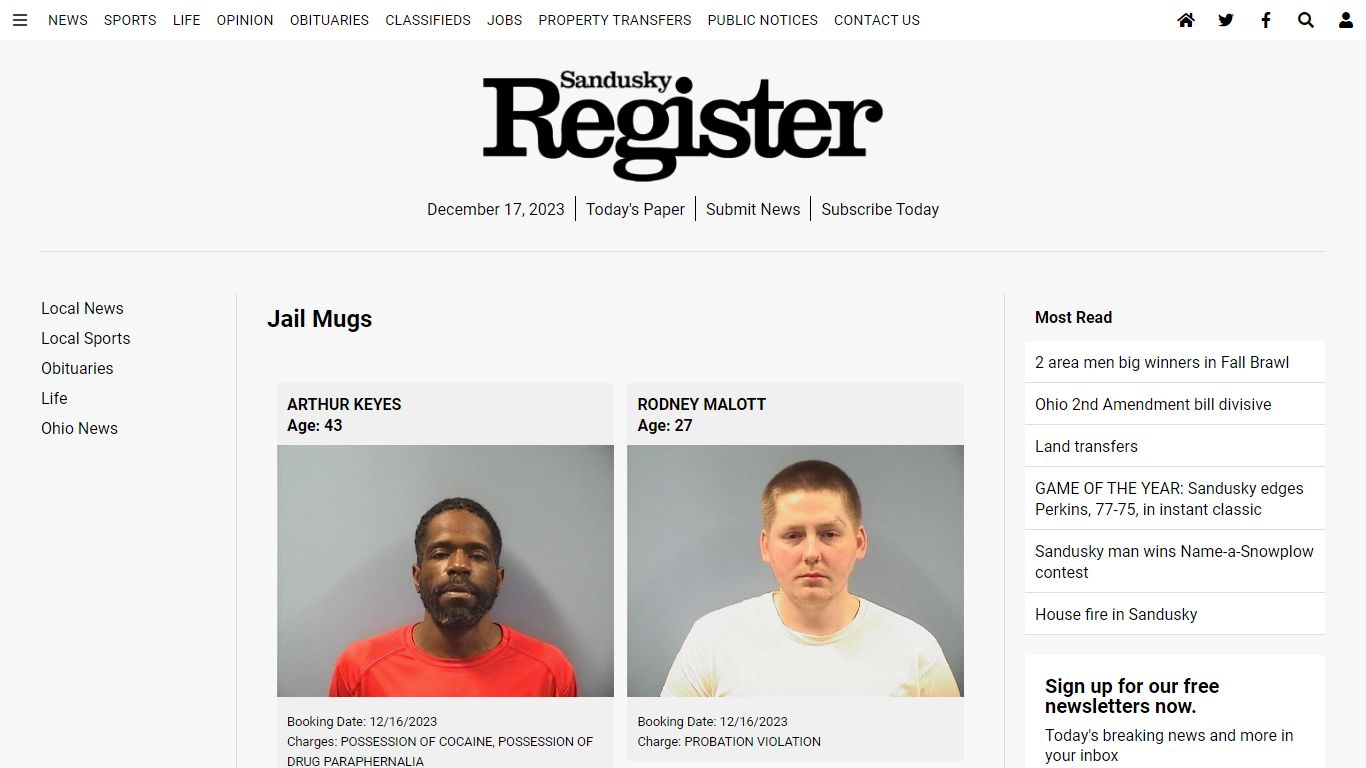 Jail Mugs - Sandusky Register